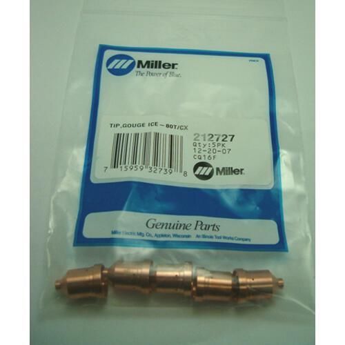 Miller 212727 Tip, Gouge Ice- (80T/Cx) 80Amp Pkg =  5