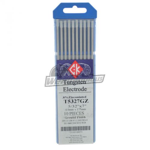 CK T5327GZ .8% Zirconiated Tungsten Electrode 5/32&#034; X 7&#034; Pkg = 10