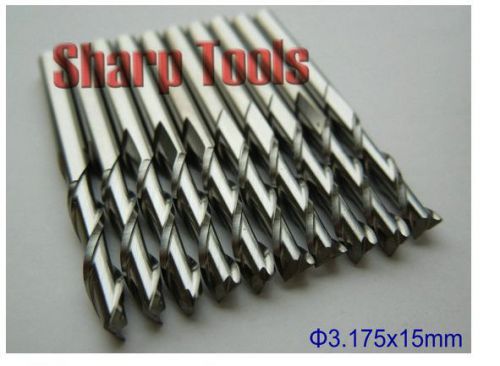 10pcs double flute carbide spiral cutter wood cnc router bits  3.175mm 15mm for sale