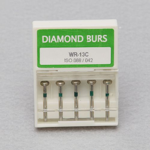 100pcs Dental Diamond Burs FG1.6mm Wheel Round Edge WR-13C to High Speed Turbine