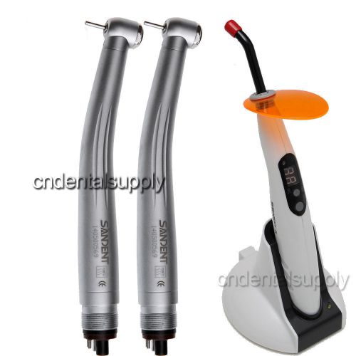 2X Dental High Speed Push Button Handpiece + 1x Curing Light Lamp LED-B