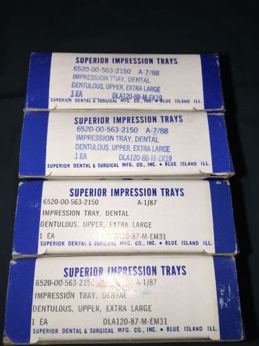 Superior Metal Dental Impression Trays Upper Size X Large LOT 4 Maxillary