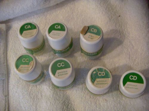 USED LOT OF DUCERA DUCERAM NECK MAT&#039;L PORCELAIN POWDER - 7 BOTTLES 20 GRAM SIZE