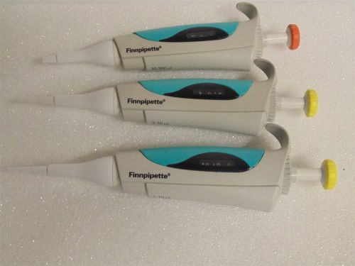 LOT OF 3 THERMO FINNPIPETTE 1-10uL 3-30uL 30-300uL PIPETTES (C7-5-202)