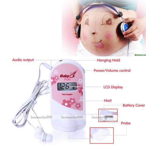 HOT! NEW Software 2.5 MHz Fetal Doppler Fetal Heart Monitor LCD display &amp; Gel