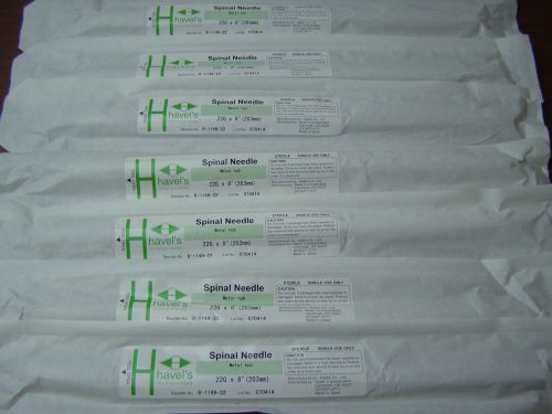 Havel&#039;s spinal needle 22g x 8&#034; ref:8-1149-22 lot of 7 for sale