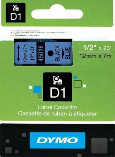 12mm x 7M DYMO LABEL D1 45016 TAPE ZWART BLAUW BLACK BLUE NASTRO BLU NOIR BLEU