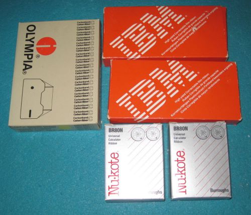 Lot of 5 Vintage TYPEWRITER RIBBONS IBM Correctable Film OLyMPIA &amp; 2 NUKOTE NIP