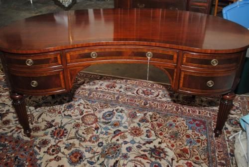 Ceo  executive swirl mahogany banded kidney shape desk vanity formal msrp $5k for sale