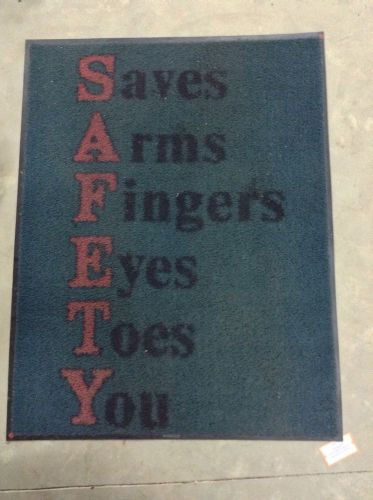 Vintage Safety Acronym Office Store Entrance Rug 56x34 Rubber Back Mat