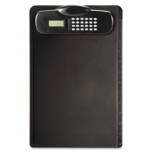 OIC Plastic Clipboard With Calculator - 9&#034; x 13.75&#034; - Plastic - Black