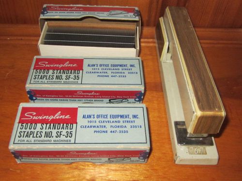 Vintage Swingline 767 Stapler Tan Brown 94-02 Works Commercial, 3 boxes staples