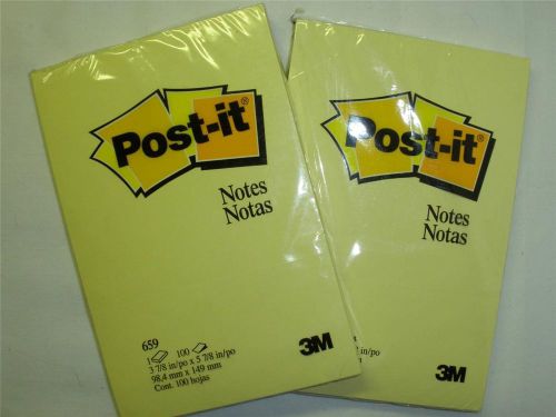 3M POST-IT 659 TWO Original Note Pad Self Adhesive, Sticky Notes TWO - 4&#034;x 6&#034;