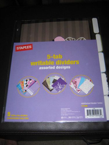 WRITABLE DIVIDERS 5 TAB ASSORTED DESIGNS &#034;New&#034;-Staples 17156