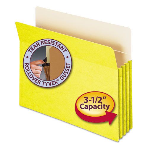 3 1/2 inch accordion expansion colored file pocket, straight tab, letter, yellow for sale