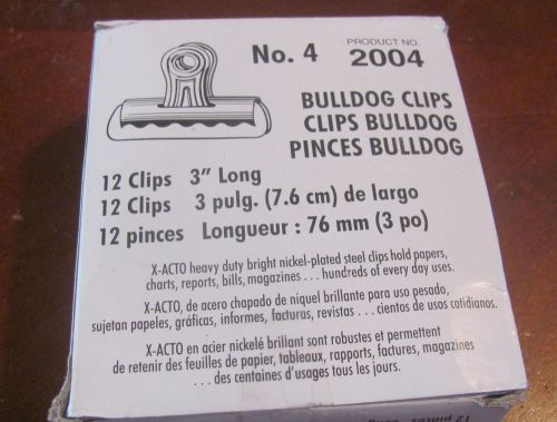 New! bulldog 3&#034; clips, 12 pack, heavy duty paper clip, office/school/report use for sale