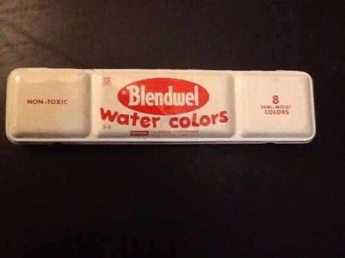 Blendwel watercolors non toxic 8 semi-moist colors  artdecotin case used vintage for sale