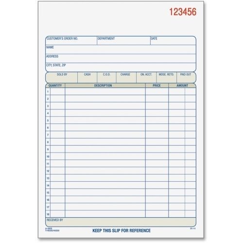 Adams Carbonless Sales Order Books - 50 Sheet- 2 Part -8.43&#034;x5.56&#034; - 1Each