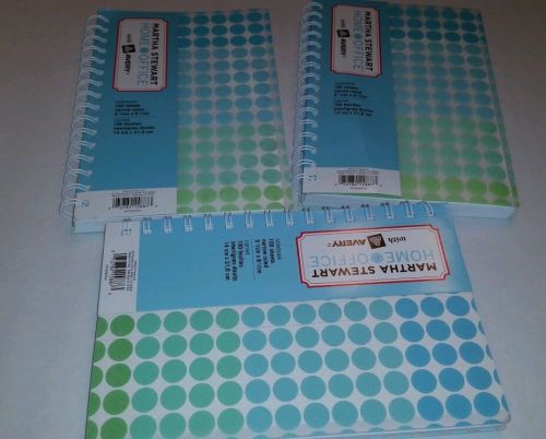 NEW Lot of 3 Martha Stewart Avery Blue Dot Spiral Notebook 5.5&#034; x 8.5&#034;