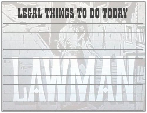 LAWMAN NOTE PAD. TV LOGO. JOHN RUSSELL AS DAN TROOP. MAGNETIC BACK