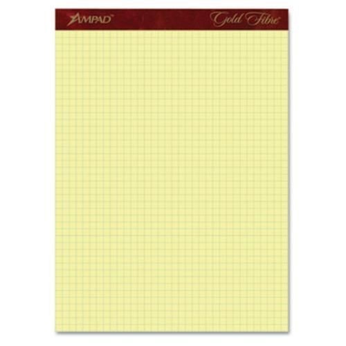 Ampad 22143 Gold Fibre Canary Quadrille Pad, 8-1/2 X 11-3/4, Canary, 50