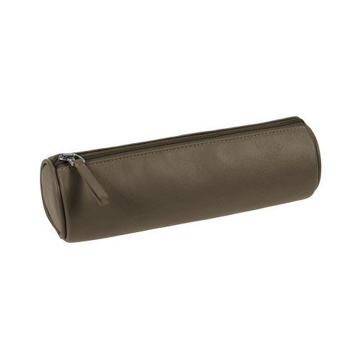 Round pencil holder - Dark Taupe - Smooth Calfskin - Leather