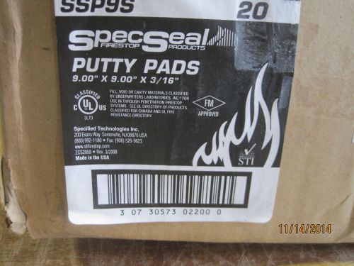 (20) SpecSeal® Series SSP INTUMESCENT FIRESTOP PUTTY PADS SSP9S 9&#034;x 9&#034;