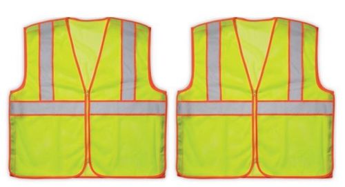 2 Custom Leathercraft SV10 Large Extra Length Safety Vests Lime ANSI 2 Class-New