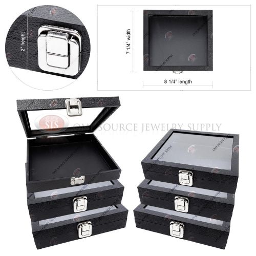 6 Half-Size Jewelry Organizer Glass Top Wood Display Cases Travel Presentation