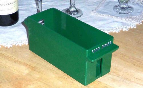 Plastic Coin Roll Tray Bucket Holder $200 40 Roll Dime Green Bank Equipment