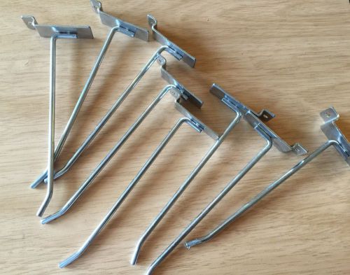 8&#034; Slatwall Slatgrid Gridwall Display Peg Hook 90 DegreeTip Chrome Lot of 60