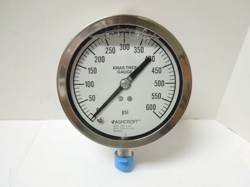 Ashcroft 1020s xmas tree gauge 600 psig 1/2&#034; npt 316ss liq fill        &lt;209k2 for sale