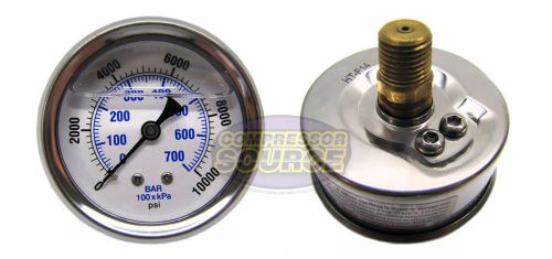 Liquid Filled 2.5&#034; 10000 PSI Air Pressure Gauge Center Back Mount Mnt