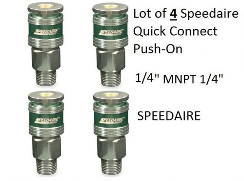 4 NEW SPEEDAIRE AIR COUPLER QUICK CONNECT ALUMINUM 1/4&#034; MNPT 1/4&#034; ISO 6150 GREEN