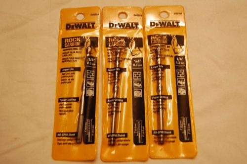 Three Dewalt 1/4&#034; Rock Carbide Hammer Drill Bits 1/4&#034;X4X2 DW5224