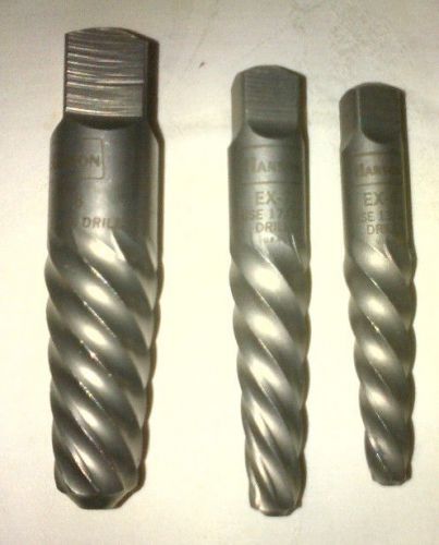 New HANSON EX-8, EX-7, EX-6 Bolt EXTRACTORS Screw Spiral - 3 pieces