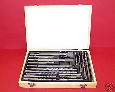 17 PC DRILL BITS &amp; CHISEL SDS PLUS ROTARY HAMMER BITS