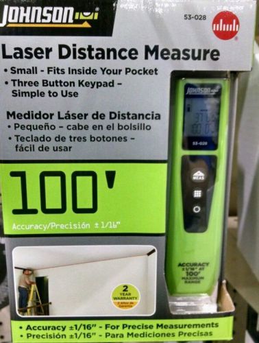 New Johnson 100&#039; Laser Distance Measure 1/16&#034; accuracy digital tape measure