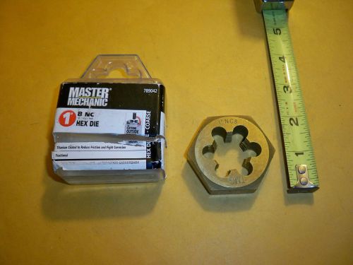 1&#034; -8   BOLT DIE 2&#034; HEX  DIE  RIGHT HAND MASTER MECHANIC  TITANIUM  COATED