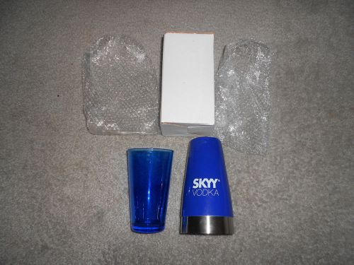 SKYY VODKA STAINLESS STEEL BAR LIQUOR COCKTAIL MIXER SHAKER NEW NEVER USED