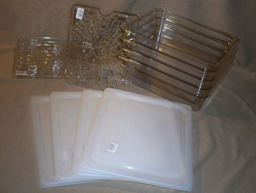 Lot of 4 cambro camwear 24cw 1/2 x 4&#034; clear containers with 20 cwd grates &amp; lids for sale