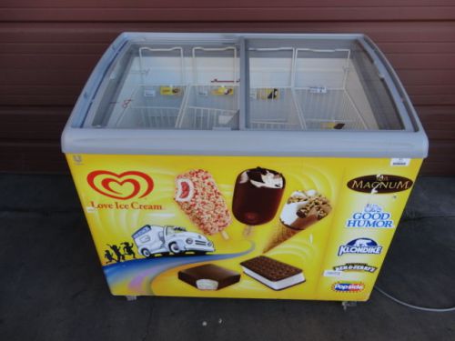 2011 AHT RIO S100 GLASS SLIDE TOP ICE CREAM FREEZER.  CLEAN!