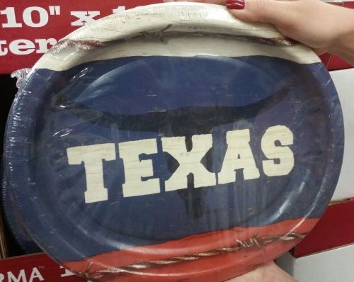 Texas Theme Disposable Heavy Paper Plates 50 pack, Oval 10&#034; x 12&#034; Party Plates