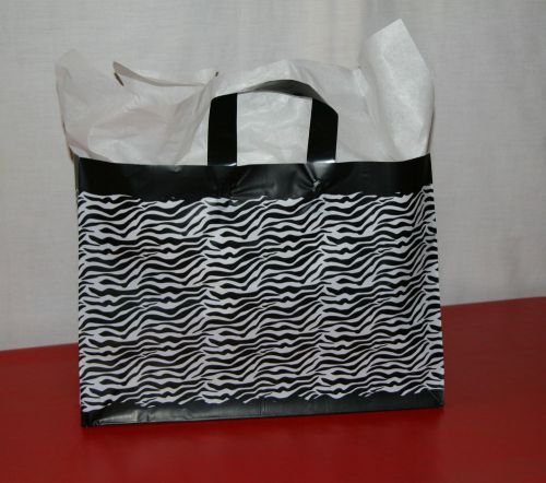 50 ZEBRA PRINT 16 x 6 x 12 RETAIL SHOPPING GIFT FROSTY MERCHANDISE BAGS HANDLES