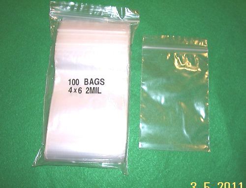 100  4 x 6 in. Zip Lock Storage Bags  Clear Plastic PVC Bags Strong 2 Mils