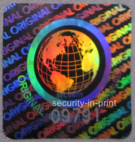 294 world original hologram silver stickers labels + serial no&#039;s 20mm s20-1ssn for sale