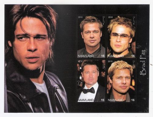 Famous people &#034;brad pitt&#034; 2010  imperf. sheet  of  4 stamps mnh for sale