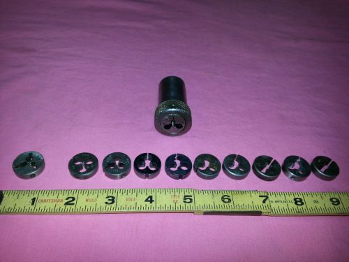 MACHINIST&#039;S TOOLMAKER&#039;S LOT/SET 3/4 OD HSS THREAD DIE S 0-80 - 1/4-28&#034; &amp; HOLDER