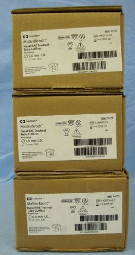 3 Boxes/10ea Covidien Mallinckrodt Nasal Rae Trach Tubes - 3 Sizes