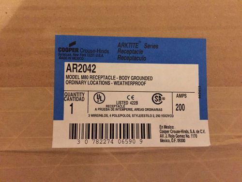 Brand new crouse hinds pin&amp;sleeve ar2042 receptacle 200a 3w4p new for sale